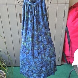 Stylish Blue and Green Maxi Skirt